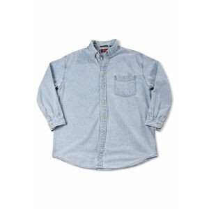 Wrangler Hero Denim Button Down Shirt XL Light Wash 90s Y2K Workwear Casual